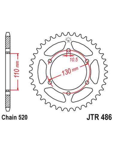 JT ZĘBATKA TYLNA 504 42 KAWASAKI EX300 NINJA '13-'17 (50442JT) (ŁAŃC. 520) CZARNA