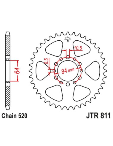 JT ZĘBATKA TYLNA 811 39 SUZUKI TC 125/185 '73-77, TS 185 '71-84 (81139JT) (ŁAŃC. 520)