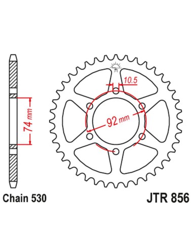 JT ZĘBATKA TYLNA 852 44 YAMAHA XJ 400 / XJ 550 SECA/MAXIM '81-85 (85244JT) (ŁAŃC. 530) NA ZAMÓWIENIE