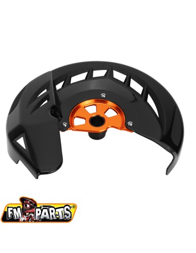 FM-PARTS OSŁONA TARCZY HAMULCOWEJ PRZÓD KTM '15-'23 KOLOR CZARNO POMARZŃCZOWY (OŚKA 22MM)