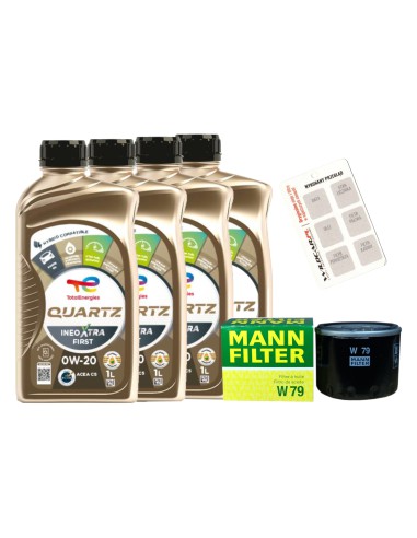 Filtr oleju + olej Total 0W20  Fiat 500X Tipo 1.0