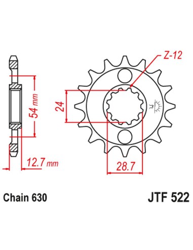 JT ZĘBATKA PRZEDNIA 522 14 KAWASAKI Z 1000 '81-83', GPZ 1100 '81-82' Z 1100 '84-86' (52214JT) (ŁAŃC. 630) NA ZAMÓWIENIE