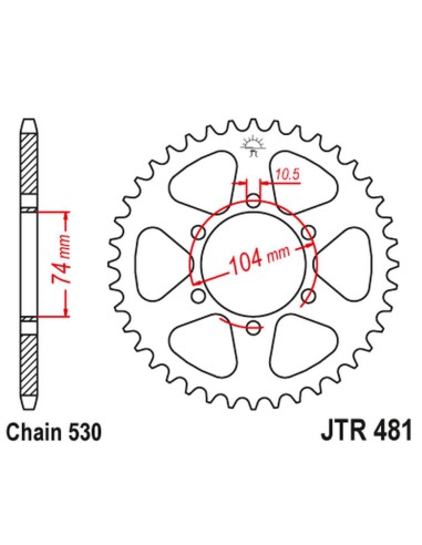 JT ZĘBATKA TYLNA 481 45 KAWASAKI Z 400/550 '80-83', Z 650 '79', KH 500 '72-75' (48145JT) (ŁAŃC.530) NA ZAMÓWIENIE