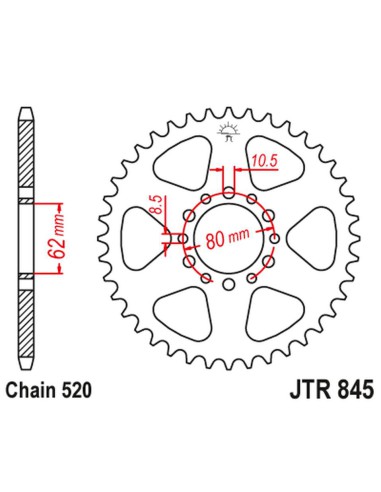 JT ZĘBATKA TYLNA 845 48 YAMAHA XT 250 '83-84 (84548JT) (ŁAŃC. 520) NA ZAMÓWIENIE