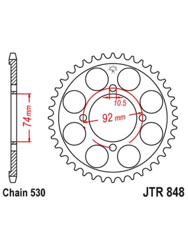 JT ZĘBATKA TYLNA 848 37 YAMAHA RD 350 '74-76 (84837JT) (ŁAŃC. 530)NA ZAMÓWIENIE