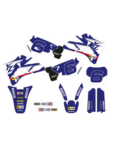 TECNOSEL (BLACKBIRD) KOMPLET NAKLEJEK (OKLEIN) + POKROWIEC/POSZYCIE NA SIEDZENIE YAMAHA YZ 125/250 '96-'01, REPLICA TEAM YAMAHA