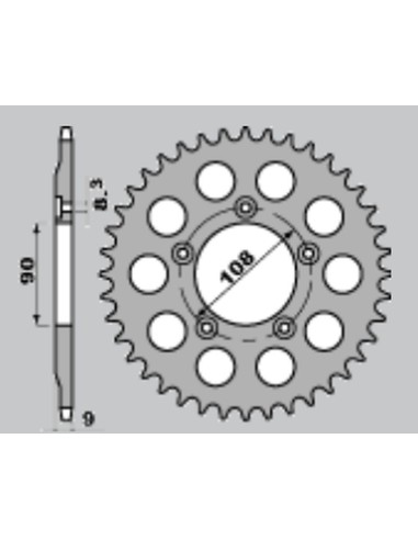 JR ZĘBATKA TYLNA 1026 38 DUCATI 750 PASO '86-'90, 906 PASO '90-'93