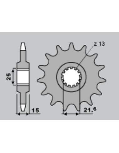 CHT ZĘBATKA PRZEDNIA 2082 15 KAWASAKI ZX6R 95-97 (4023-15) (JTF1515.15)