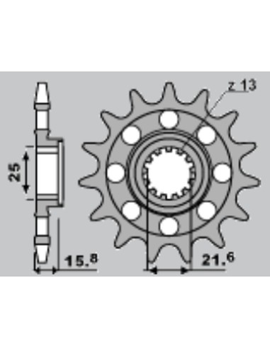 CHT ZĘBATKA PRZEDNIA 2093M 15 KAWASAKI ZX6R 05-06(ŁAŃC.520)