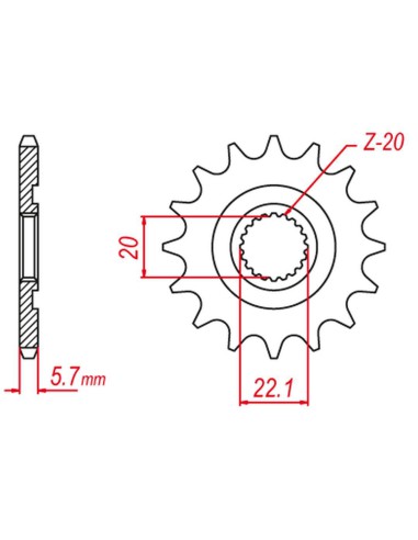 GROSSKOPF PROMOCJA ZĘBATKA PRZEDNIA 2103 12 GAS GAS EC 250/300/450F `11-15, YAMAHA YZ 125, WR 250, YZ250F `01-'21 (E250-13 (-1)