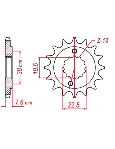 GROSSKOPF PROMOCJA ZĘBATKA PRZEDNIA 2116 13 SUZUKI LTR 450 '06-'10, LTZ 400 '03-'12, RMX 450 '10-'13, KAWASAKI KFX 400 '03-'06,