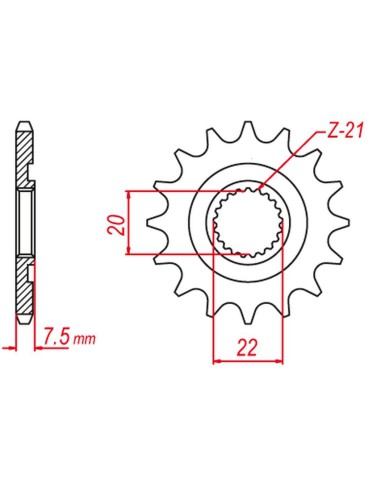 GROSSKOPF WYPRZEDAŻ ZĘBATKA PRZEDNIA 2120 14 HONDA CR 125R '04-'07 (+1) , CRF 250R '04-'17 (+1), CRF 250X '04-'17 (JTF1323.14)