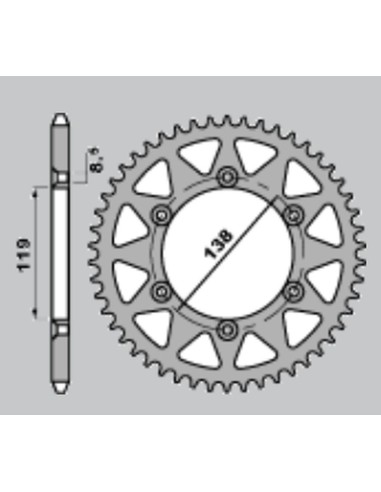 CHT WYPRZEDAŻ ZĘBATKA TYLNA ALUMINIOWA T7075 (ERGAL) 213 48 HUSABERG FE 400/ FE 600 '96-'99 (JTR1950.48) (ŁAŃC. 520) KOLOR