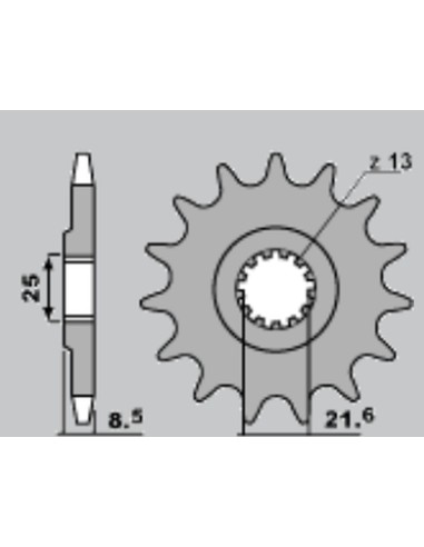 CHT ZĘBATKA PRZEDNIA 2137 14 KAWASAKI Z1000 '07-'15, ZX10R (-1)