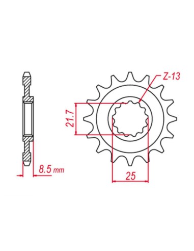 GROSSKOPF PROMOCJA ZĘBATKA PRZEDNIA 2137 17 KAWASAKI ZX -R '02-'03 (+1), Z 1000 '03-'06 (+1), ZX-10R '04-'20, ZX-10RR '17-'19,