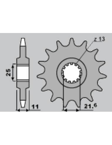 CHT ZĘBATKA PRZEDNIA 2142 16 YAMAHA R6 '06-'14 (525)