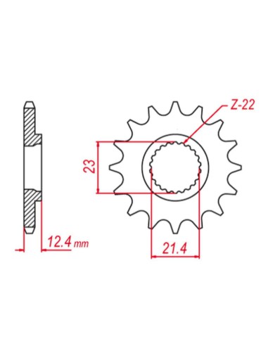 GROSSKOPF PROMOCJA ZĘBATKA PRZEDNIA 2149 15 YAMAHA XG 250 TRICKER '05-'07, XT 250 '08-'21, YBR250 '07-'11 (JTF1594.15)