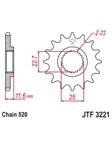 JT ZĘBATKA PRZEDNIA 2180 11 POLARIS 250/300/325/400/500 (218011JT) (ŁAŃC. 520)