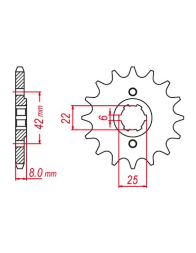 GROSSKOPF PROMOCJA ZĘBATKA PRZEDNIA 281 14 HONDA XL250R, XR600R (XL600R/RM-1) (JTF281.14)