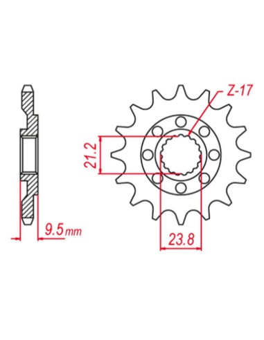 GROSSKOPF PROMOCJA ZĘBATKA PRZEDNIA 342 14 HONDA CR 250 '88-'08, CRF 450 '02-'22,CRF 250R '22-'23, CR 500, TRX 450/700 '04-'09