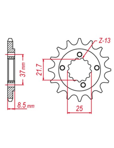 GROSSKOPF PROMOCJA ZĘBATKA PRZEDNIA 350 14 HONDA XR 600 '91-'00, POLARIS 500 '03-'07, TRX 400 X/EX '05-'14 (JTF1309.14)