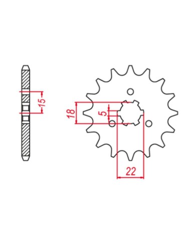 GROSSKOPF PROMOCJA ZĘBATKA PRZEDNIA 423 15 KAWASAKI KX 125 '94-'08 (+2) (JTF1445.15)