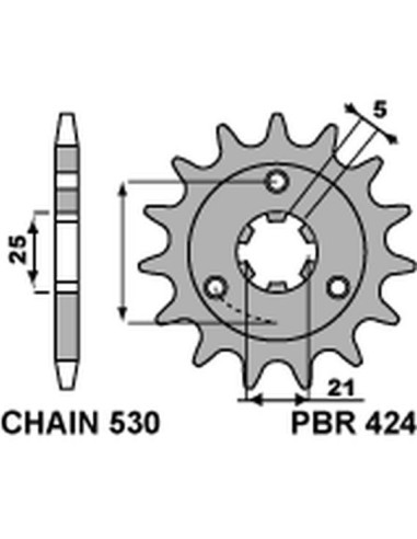 PBR ZĘBATKA PRZEDNIA 424 15 18NC SUZUKI GT 380/550 (750 +1) (ŁAŃC. 530)