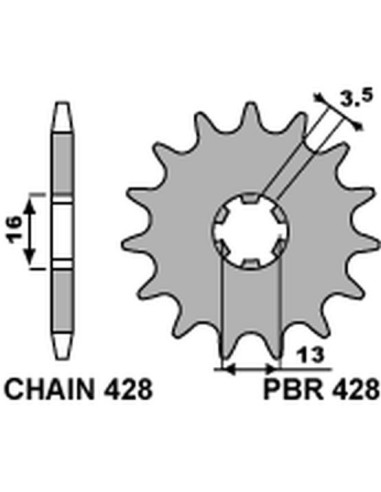 PBR ZĘBATKA PRZEDNIA 428 12 SUZUKI JR 50 82-04 (ŁAŃC. 428)