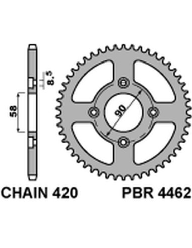 PBR ZĘBATKA TYLNA 4462 35 F (ŁAŃC. 420)