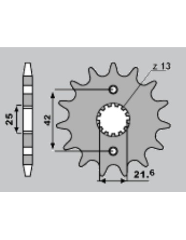 CHT ZĘBATKA PRZEDNIA 513 16 ZKAWASAKI ZZR 600, ZXR 750 (A4250513160)