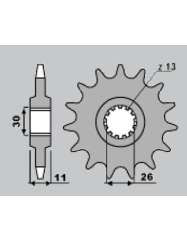 CHT ZĘBATKA PRZEDNIA 579 15 YAMAHA FZS1000 00-05, R1 98-03 (-1)