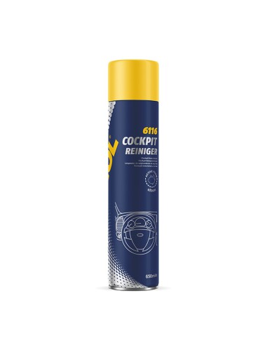 MANNOL PLAK COCKPIT REINIGER CITRON - SPRAY DO CZYSZCZENIA KOKPITU, ZAPACH CYTRYNOWY 650ML (6116) (24)