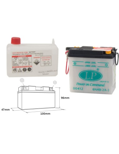 LANDPORT AKUMULATOR 6N4B-2A3 (MD 6N4B-2A-3) 6V 4AH 100X47X96 OBSŁUGOWY - ELEKTROLIT OSOBNO (4) UE2019/1148