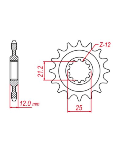 GROSSKOPF PROMOCJA ZĘBATKA PRZEDNIA 823 12 HUSQVARNA 125/240/250/350/400/430/500 '83-'89, HUSABERG FC/FE 350 '96-'01, FC/FE 400