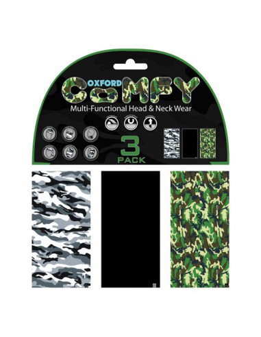 OXFORD KOŁNIERZ WIELOFUNKCYJNY WIATROODPORNY COMFY 3 SZTUKI W OPAKOWANIU KOLOR CAMO