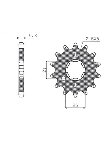 SUNSTAR ZĘBATKA PRZEDNIA 569 13 KAWASAKI KX 250 '87-'98, YAMAHA YZ 250 '77-'98 (JTF569.13) (ŁAŃC. 520) (56913JT)