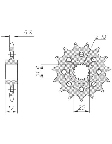 SUNSTAR ZĘBATKA PRZEDNIA 2042 15 HONDA CB 500F/X '13-'15, CBR 500R '13-'16, NC 700 '12-'14, CT/CTX 700 14 (JTF1381.15)