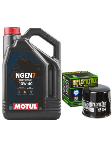 Filtr oleju HF204 + Olej 10w40 Motul 4T Ngen7 4L