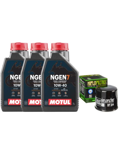 Filtr oleju HF204 + Olej 10w40 Motul 4T Ngen7 3L