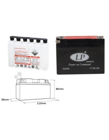 LANDPORT AKUMULATOR YT4B-BS (MA LT4B-BS) 12V 2,3AH 114X39X86 BEZOBSŁUGOWY - ELEKTROLIT OSOBNO (16) UE2019/1148