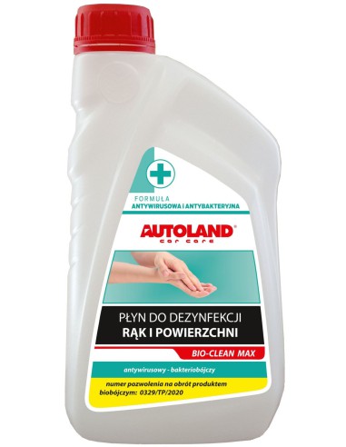 AUTOLAND PROMOCJA BIO-CLEAN PŁYN DO DEZYNFEKCJI RĄK I POWIERZCHNI 1L (ANTYWIRUSOWY I ANTYBAKTERYJNY)