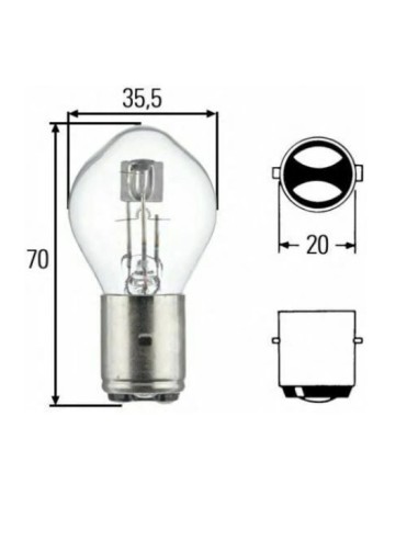 HELLA ŻARÓWKA S2 35/35 W 12V BA20D (BULBA)