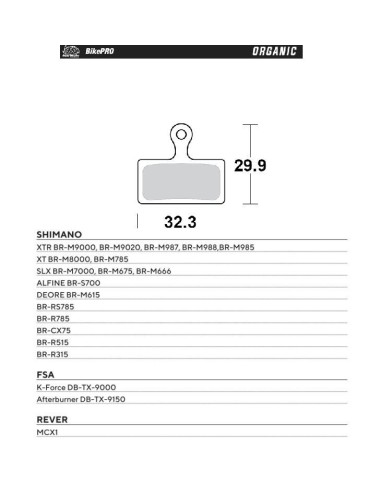 MOTO-MASTER WYPRZEDAŻ BIKE PRO KLOCKI HAMULCOWE ROWEROWE ORGANICZNE PASUJE DO SHIMANO XTR BR-M9000, BR-M9020, BR-M987, BR-M988,