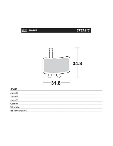 MOTO-MASTER WYPRZEDAŻ BIKE PRO KLOCKI HAMULCOWE ROWEROWE ORGANICZNE PASUJE DO AVID JUICY 3, JUICY 5, JUICY 7, CARBON, ULTIMATE,