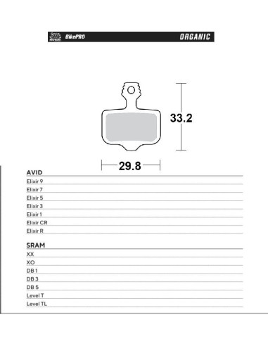 MOTO-MASTER WYPRZEDAŻ BIKE PRO KLOCKI HAMULCOWE ROWEROWE ORGANICZNE PASUJE DO AVID ELIXIR 9 / 7 / 5 / 3 / 1 / CR / R, SRAM XX,