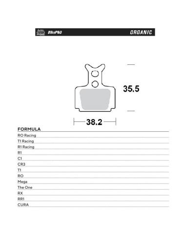 MOTO-MASTER WYPRZEDAŻ BIKE PRO KLOCKI HAMULCOWE ROWEROWE ORGANICZNE PASUJE DO FORMULA CURA, RO RACING, T1 RACING, R1 RACING, R1,