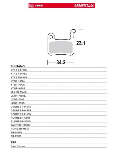 MOTO-MASTER WYPRZEDAŻ BIKE PRO KLOCKI HAMULCOWE ROWEROWE ORGANICZNE PRO PASUJE DO SHIMANO XTR BR-M975, BR-M966, BR-M965, XT
