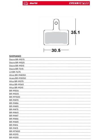 MOTO-MASTER WYPRZEDAŻ BIKE PRO KLOCKI HAMULCOWE ROWEROWE ORGANICZNE PRO PASUJE DO SHIMANO DEORE BR-M575, BR-M525, BR-M515,