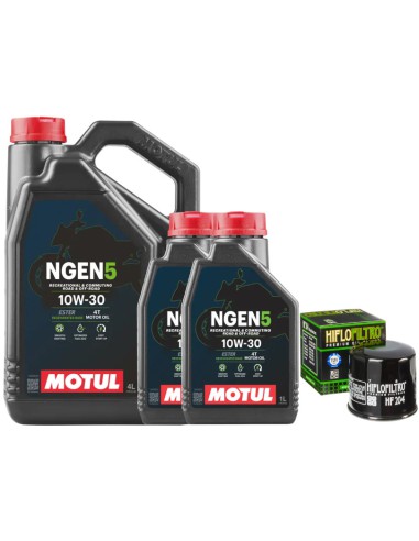 Filtr oleju HF204 + Olej 10w30 Motul 4T Ngen5 6L