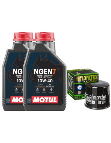 Filtr oleju HF204 + Olej 10w40 Motul 4T Ngen7 2L